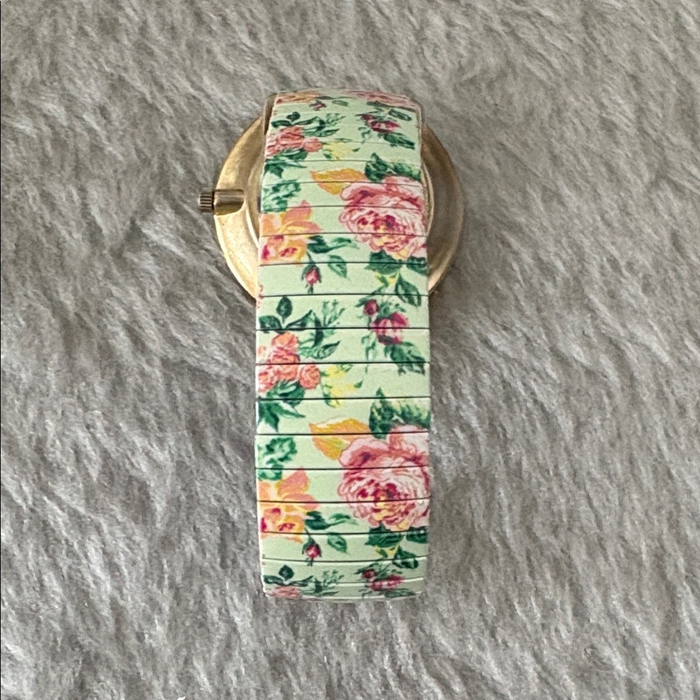 Isaac Mizrahi Gold Tone Watch with Floral Green Strap - Picture 3 of 4